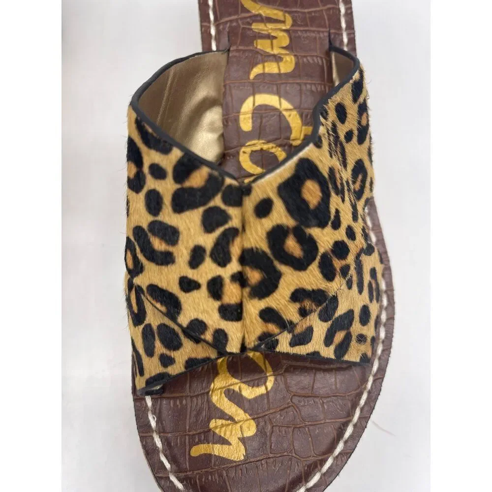 Sam Edelman Remini Women Animal Print Leather Wedge Sandal Size 8.5M